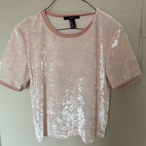 Pink velvet crop top